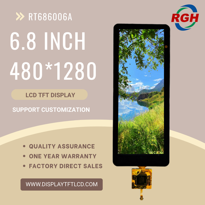 6.8-Inch 480x1280 TFT LCD Display Module with Capacitive Touch Panel , FL7705 Driver , Wide Temperature Range